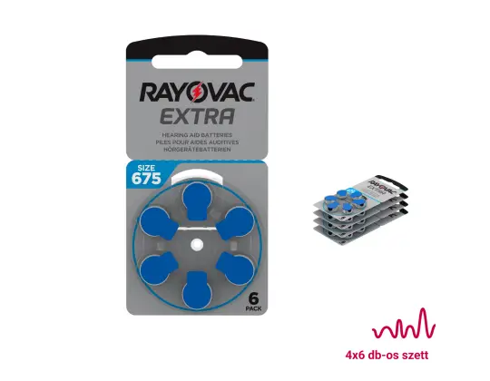 4x6 db-os szett | Rayovac Prémium 675 cink-levegő hallókészülék elem